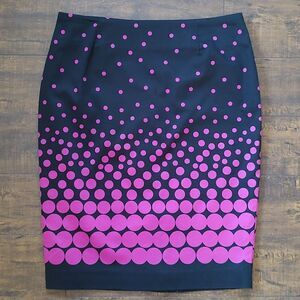 New Cleo‎ Size 6 Petite Black Lined Polka Dot Print Skirt